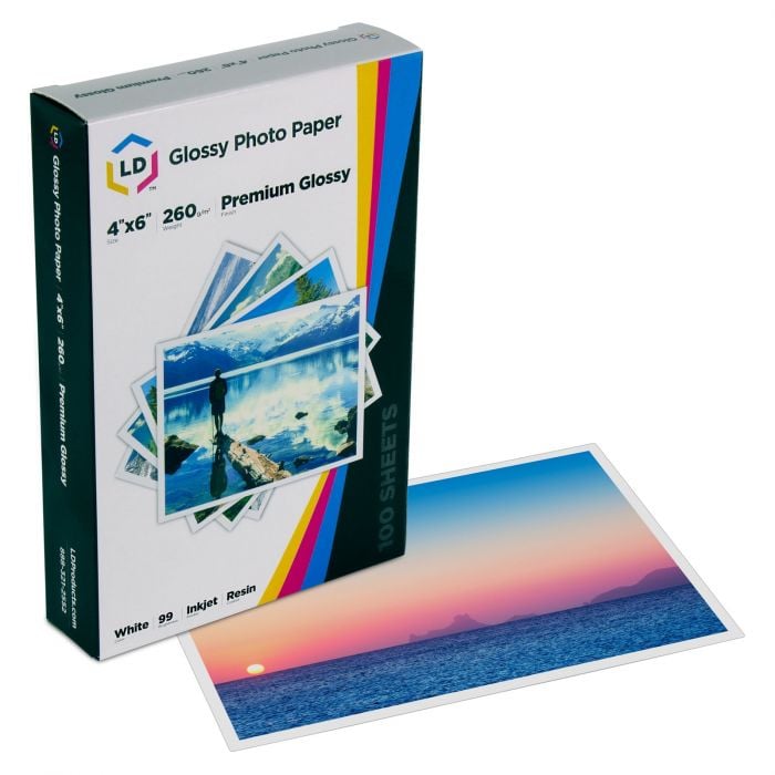 LD Premium Glossy Inkjet Photo Paper 100 Sheet Pack, Resin Coated ...