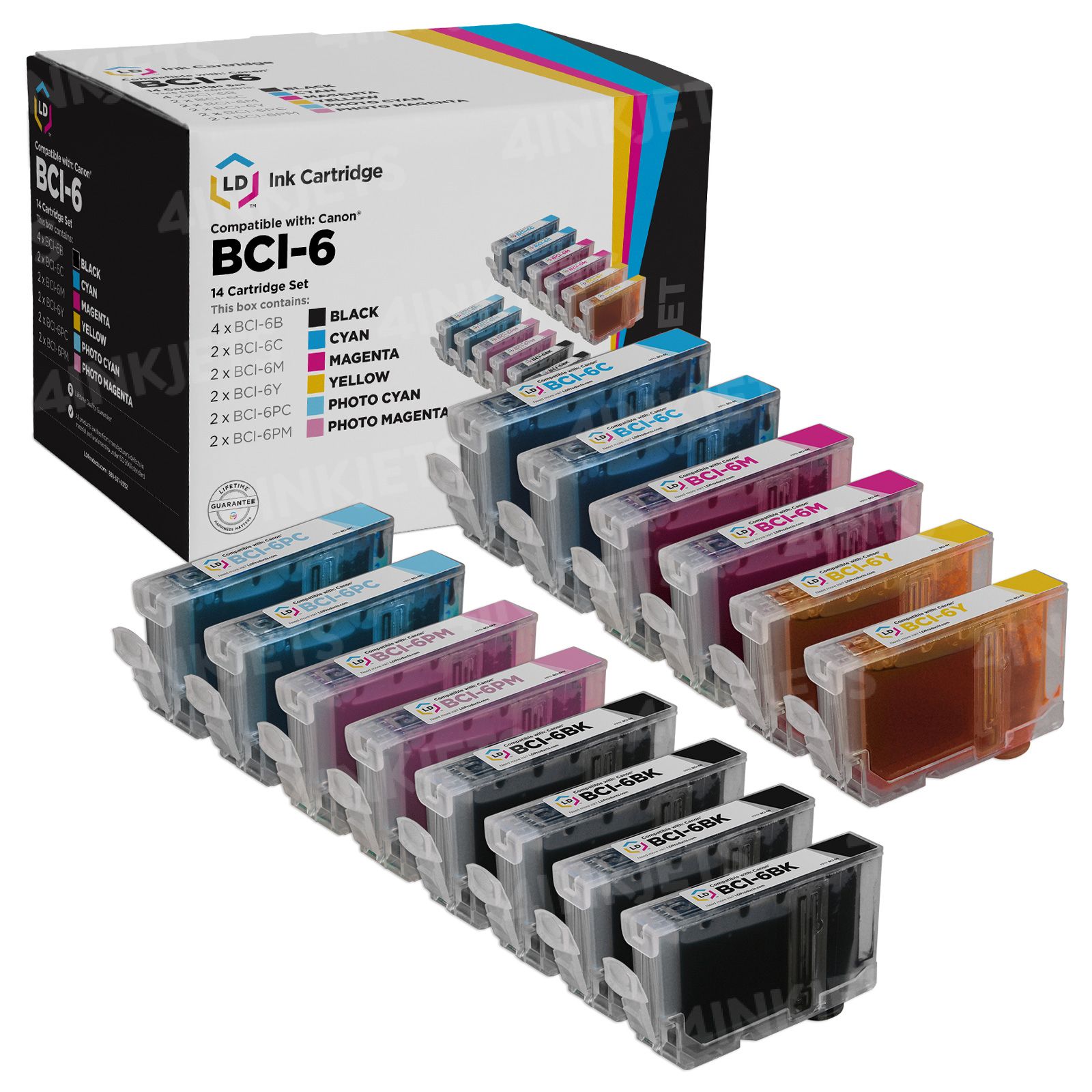 Affordable 14-Cartridge Set For Canon BCI6JUMBO Ink - 4inkjets